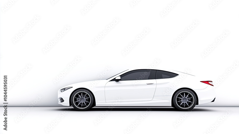 Sleek White Sports Car on Minimalist Background Sleek White Sports Car on Minimalist Background