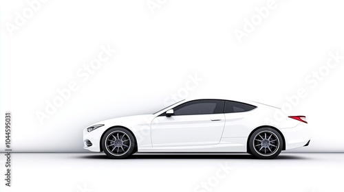 Sleek White Sports Car on Minimalist Background