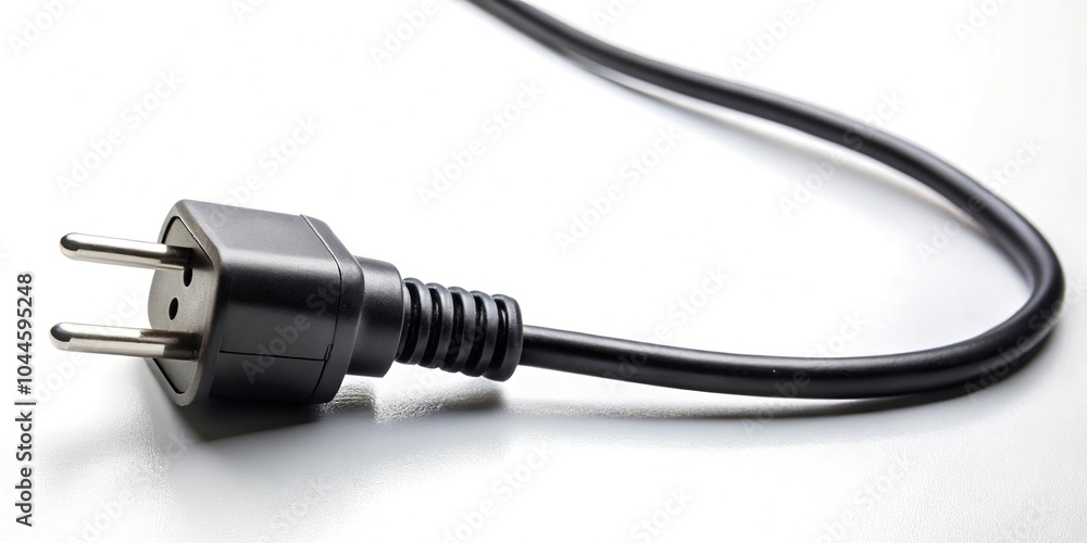 Neat power cord connected to a power supply point of view Neat power cord connected to a power supply point of view