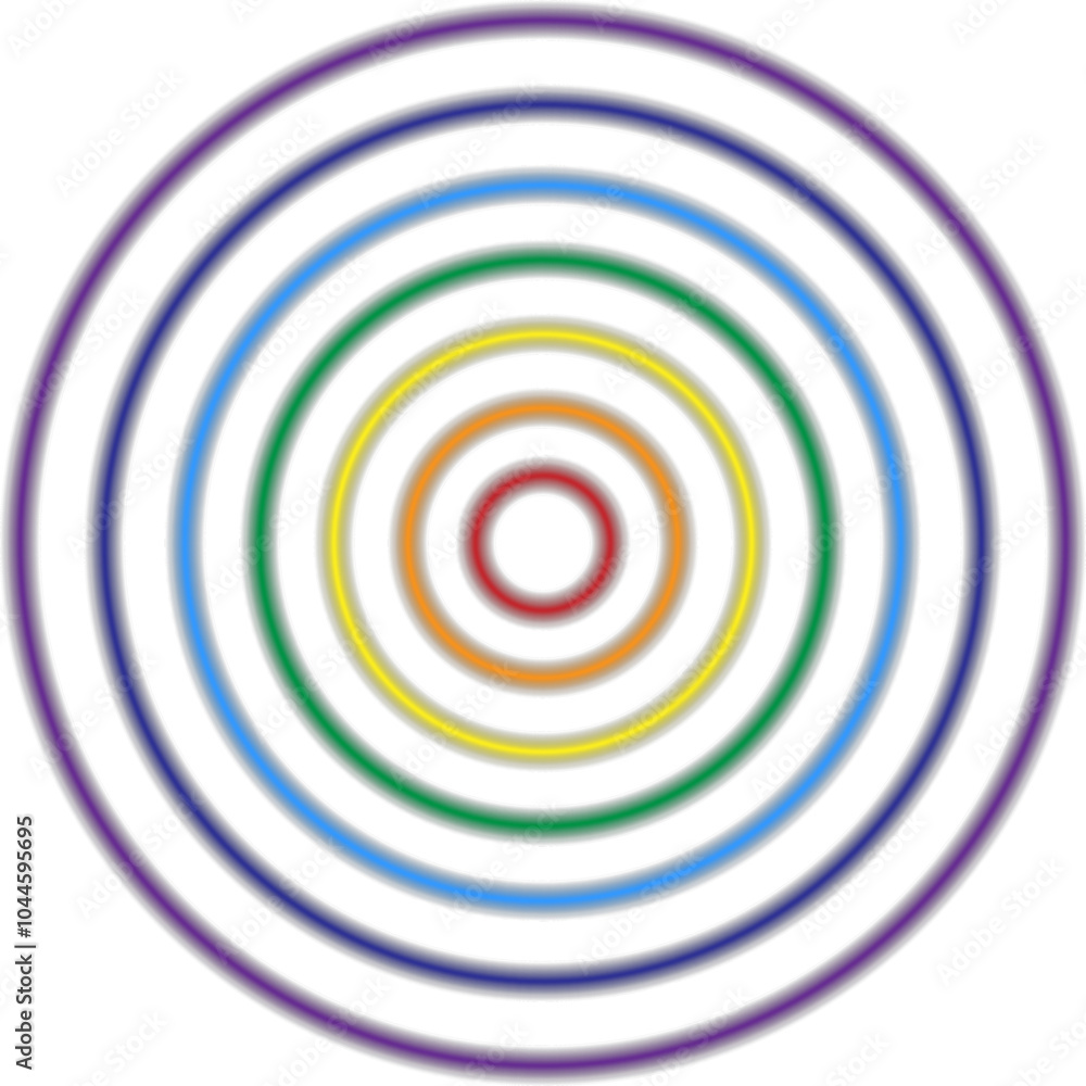 Glowing rainbow circles on transparent background, vector, beautiful bright colors, color target Glowing rainbow circles on transparent background, vector, beautiful bright colors, color target
