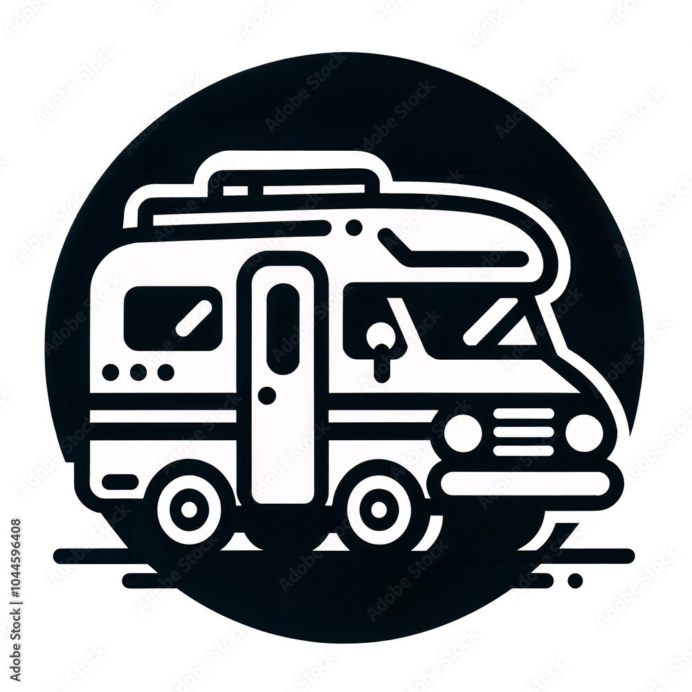 PNG, transparent, background, isolated black and white caravan illustration, icon or logo PNG, transparent, background, isolated black and white caravan illustration, icon or logo