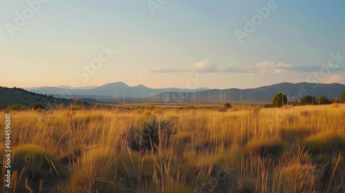 Sound waves radiating across a serene landscape, symbolizing the interconnectedness and harmony of natural and auditory elements.