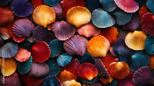 Closeup of colorful scallops filled the whole frame