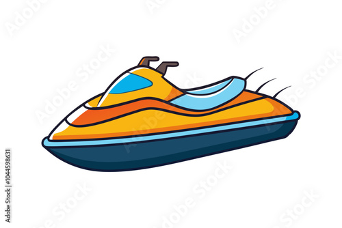 Jet Ski on Water | isolated vector silhouette illustration on white background