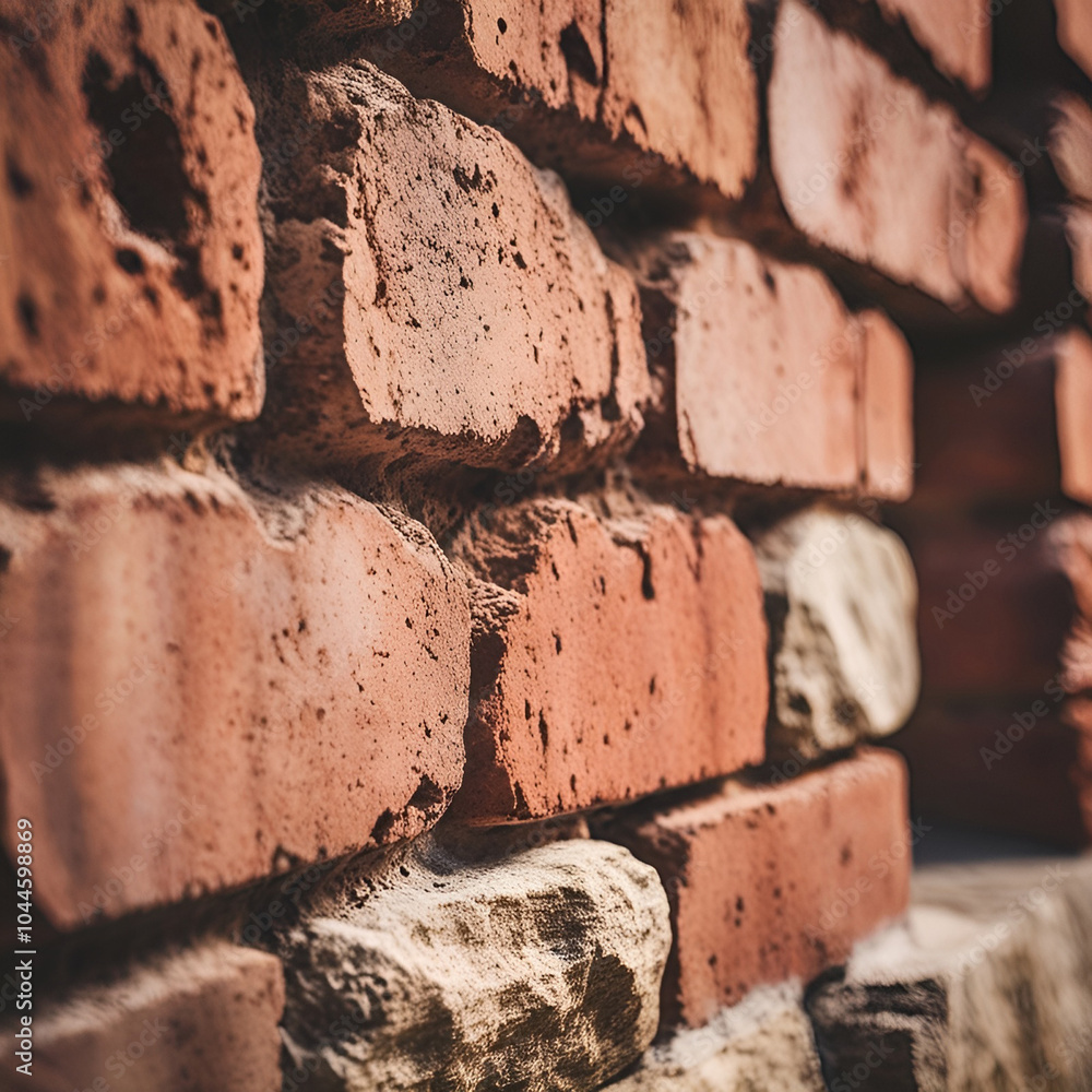 Peeling and Eroded Red Brick Wall Texture, created by generative AI Peeling and Eroded Red Brick Wall Texture, created by generative AI
