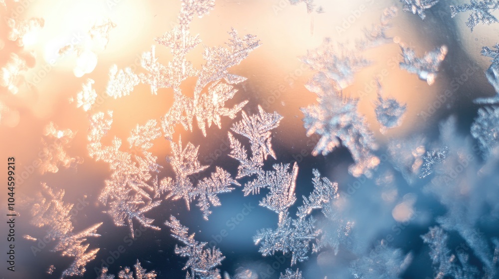 A breathtaking macro shot of frost crystals on a window, capturing the fragile and exquisite patterns created by winter A breathtaking macro shot of frost crystals on a window, capturing the fragile and exquisite patterns created by winter