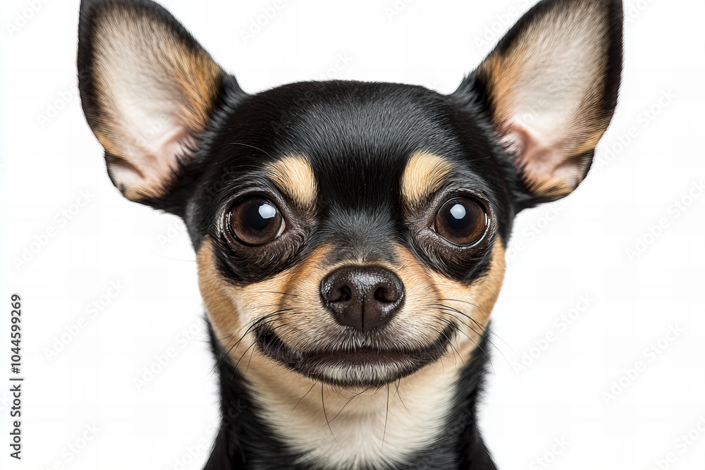 Close-up of Adorable Chihuahua Dog Relaxing – Cute Small Breed Puppy with Big Ears and Fluffy Fur, Isolated on White Background Close-up of Adorable Chihuahua Dog Relaxing – Cute Small Breed Puppy with Big Ears and Fluffy Fur, Isolated on White Background