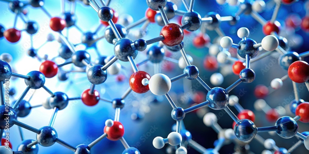 Close-up image of a complex molecule with multiple atoms , science, chemistry, molecular structure, close-up, atoms Close-up image of a complex molecule with multiple atoms , science, chemistry, molecular structure, close-up, atoms