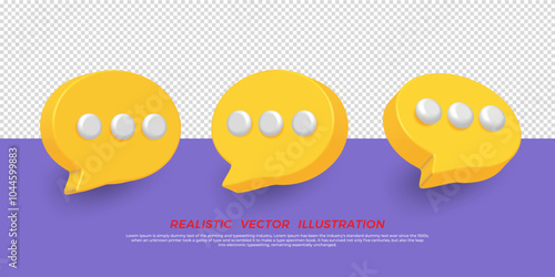 Ikon speech bubbles. Chat dialogue bubble text. Modern Realistic 3d design