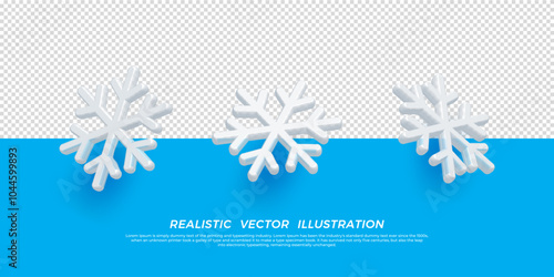 Snowflake icon. Modern Realistic 3d design with various positions