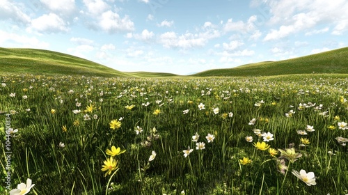 Wallpaper Mural Serene Meadow with Vibrant Wildflowers and Sky Torontodigital.ca