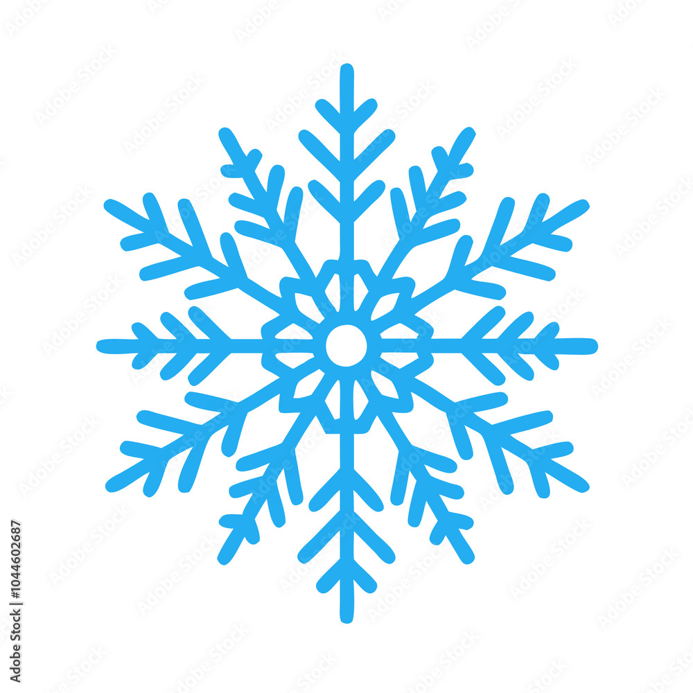 A detailed snowflake icon, perfect for winter and holiday-themed designs A detailed snowflake icon, perfect for winter and holiday-themed designs