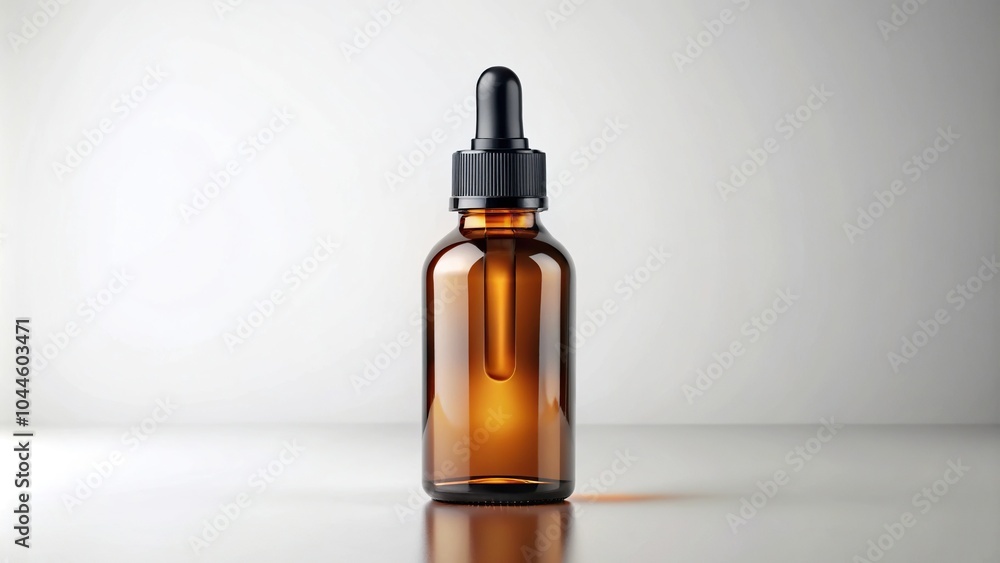 Silhouette mockup of an amber dropper bottle on a light background Silhouette mockup of an amber dropper bottle on a light background