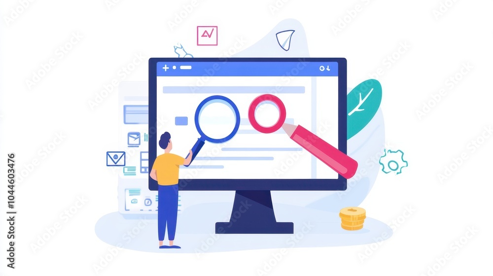 A monitor showing a keyword and backlink strategy being examined by an SEO professional, symbolizing the technical precision of SEO efforts. A monitor showing a keyword and backlink strategy being examined by an SEO professional, symbolizing the technical precision of SEO efforts.