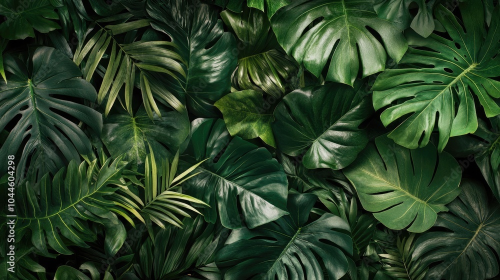 Vibrant natural palette featuring rich green foliage in a lush environment Intricate leaves form a tropical backdrop that evokes a sense of freshness Vibrant natural palette featuring rich green foliage in a lush environment Intricate leaves form a tropical backdrop that evokes a sense of freshness