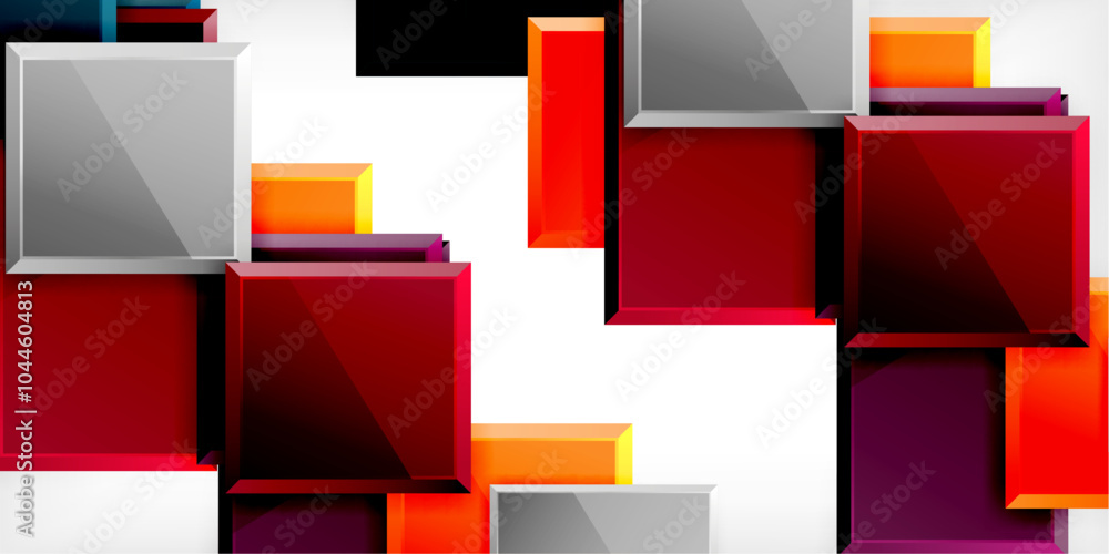 Obraz premium Colorful squares and rectangles. Vector Illustration For Wallpaper, Banner, Background, Card, Book Illustration, landing page