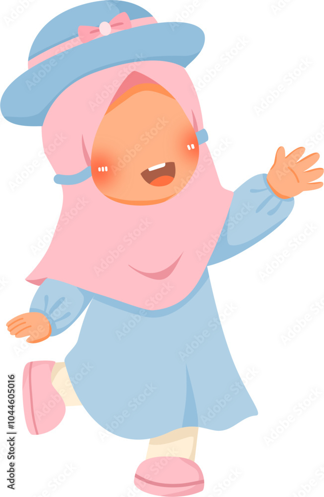 Playful cute little girl vector illustration Playful cute little girl vector illustration