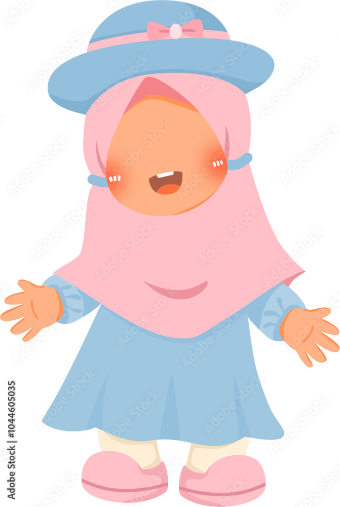 Playful cute little girl vector illustration