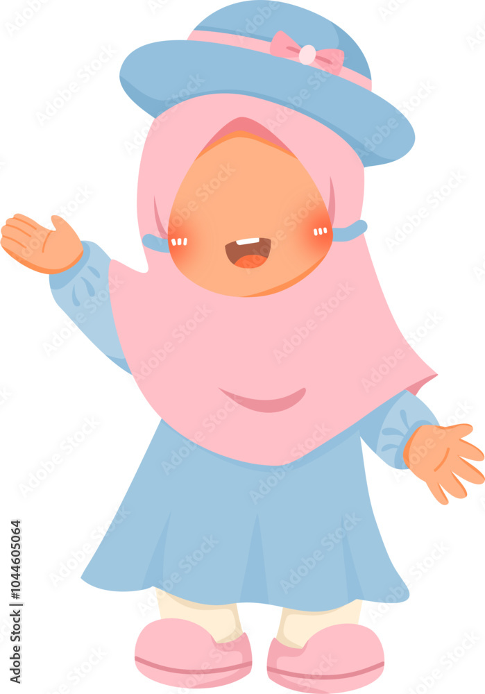 Playful cute little girl vector illustration