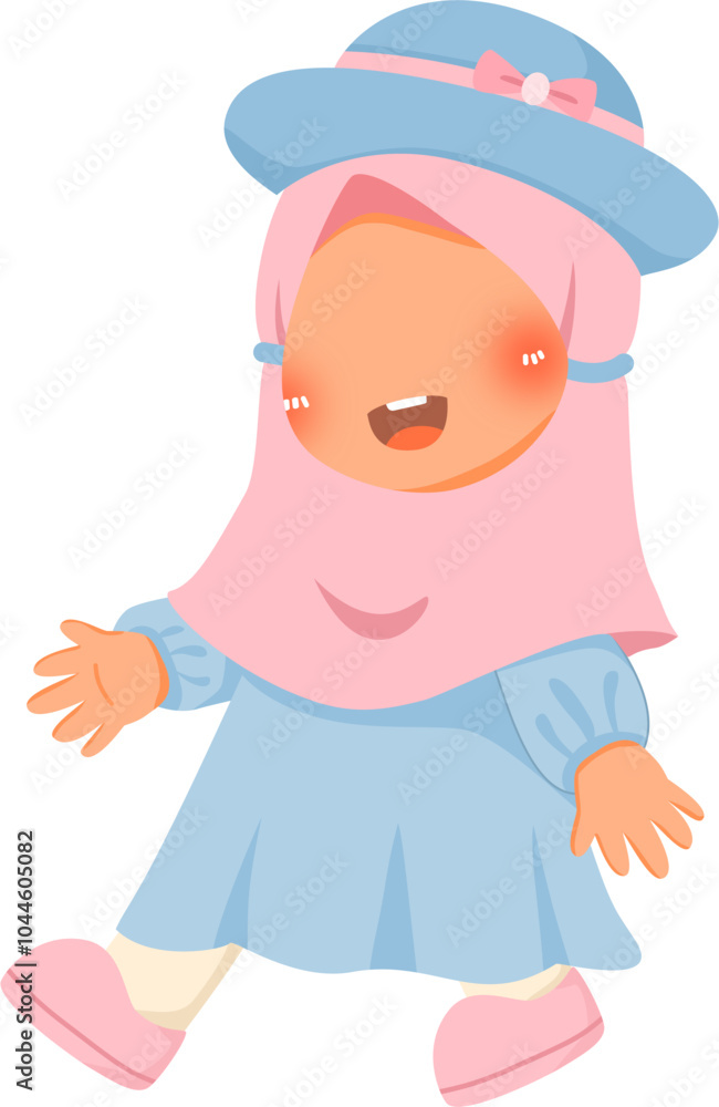 Playful cute little girl vector illustration Playful cute little girl vector illustration