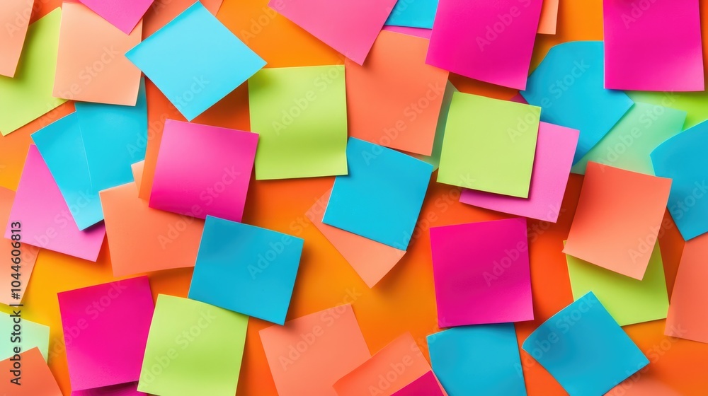 Vibrant sticky notes on a light backdrop providing ample space for writing Ideal for business strategies office organization or creative brainstorming ideas Vibrant sticky notes on a light backdrop providing ample space for writing Ideal for business strategies office organization or creative brainstorming ideas