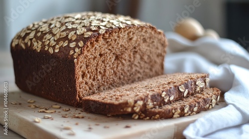 Wholemeal bread made from crushed or ground whole grains photo