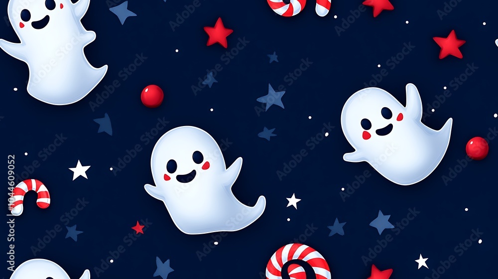 Cheerful Ghosts and Candy Canes for Halloween Cheerful Ghosts and Candy Canes for Halloween