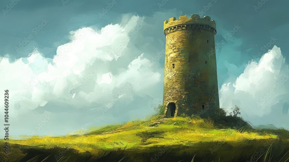 Ancient Tower on a Hill Under Dramatic Sky Ancient Tower on a Hill Under Dramatic Sky