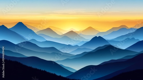 Vibrant Sunset Over Towering Mountain Ranges