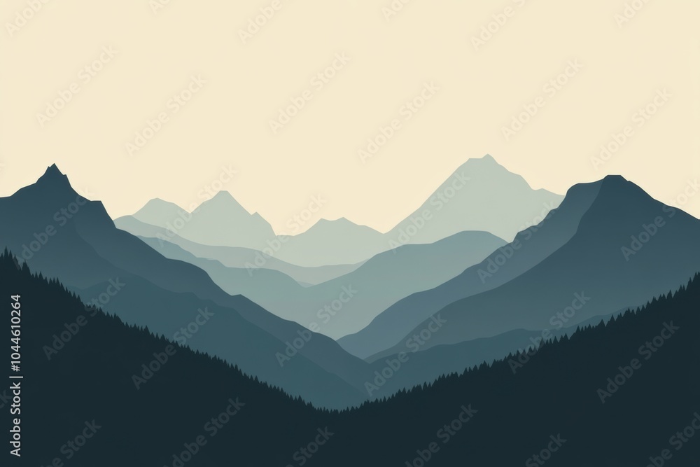Fototapeta premium The silhouette of a mountain range rises against a muted sky, inspiring a sense of adventure and the allure of exploration. Generative AI
