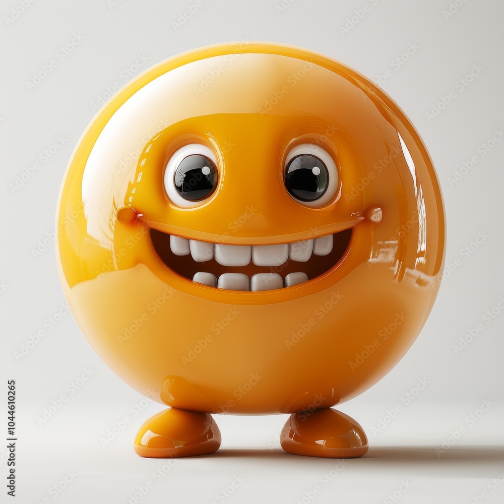 Happy 3D Cartoon Emoji Character with Big Smile Happy 3D Cartoon Emoji Character with Big Smile