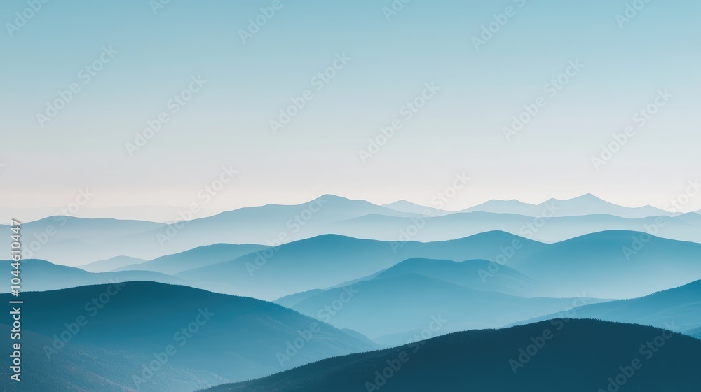 Serene Mountain Landscape in Soft Blue Tones Serene Mountain Landscape in Soft Blue Tones