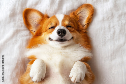 Cute Pembroke Welsh Corgi Dog Relaxing with Playful Expression, Isolated on White Background – Ideal for Pet Photography and Dog Enthusiasts