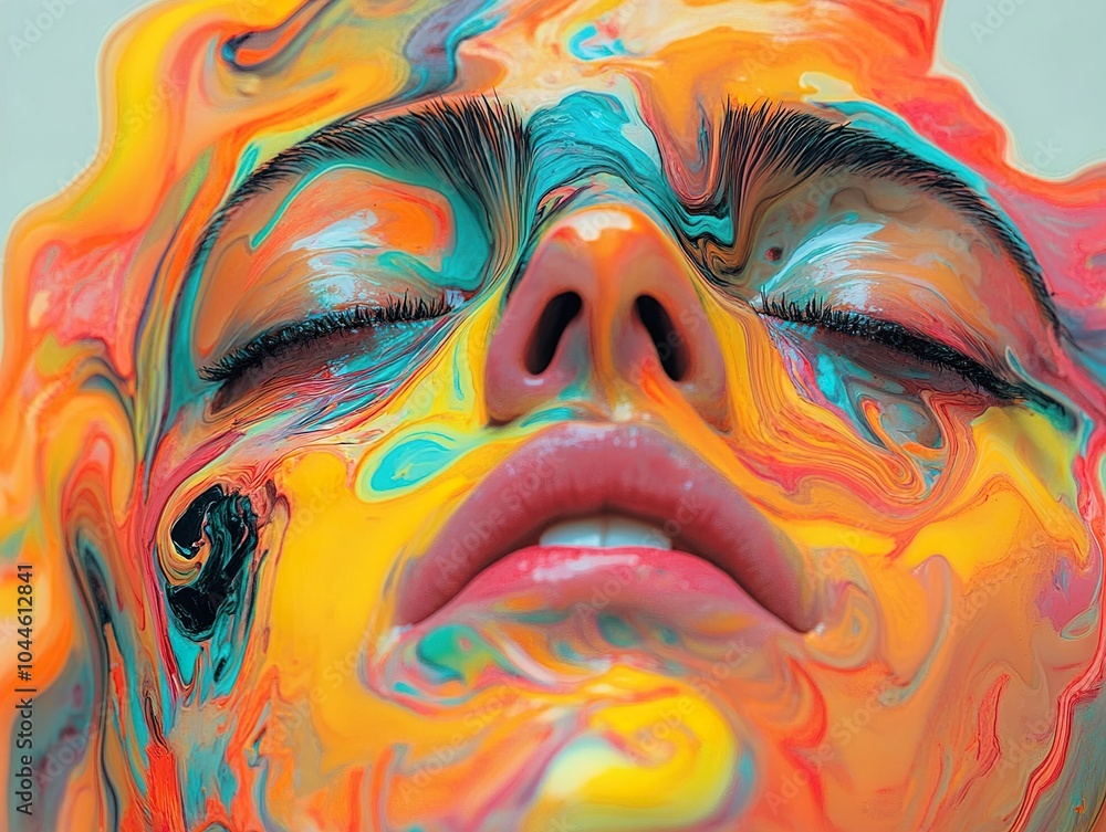 Abstract Portrait with Swirling Paint Abstract Portrait with Swirling Paint