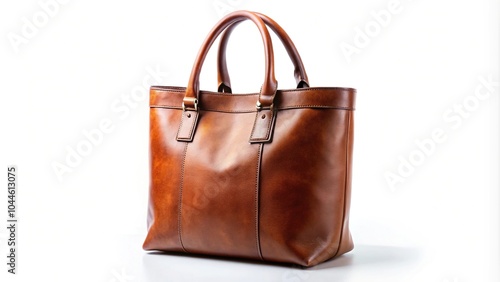 Silhouette of a brown leather tote bag without background