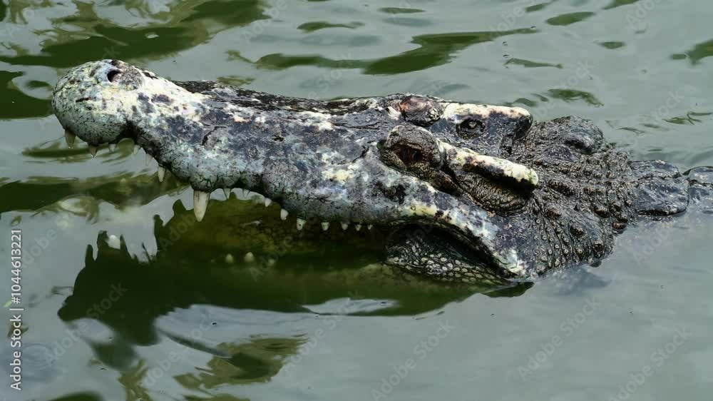 4K video of a saltwater crocodile in captivity in Thailand. 4K video of a saltwater crocodile in captivity in Thailand.