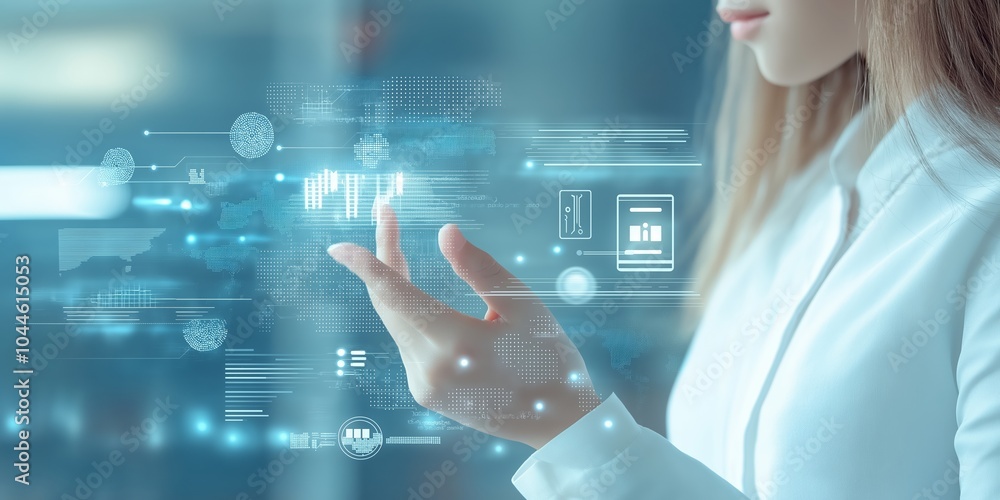 Human and robot, finger touch, AI chat bot and creative services icons hologram, Generative AI
Human and robot, finger touch, AI chat bot and creative services icons hologram, Generative AI