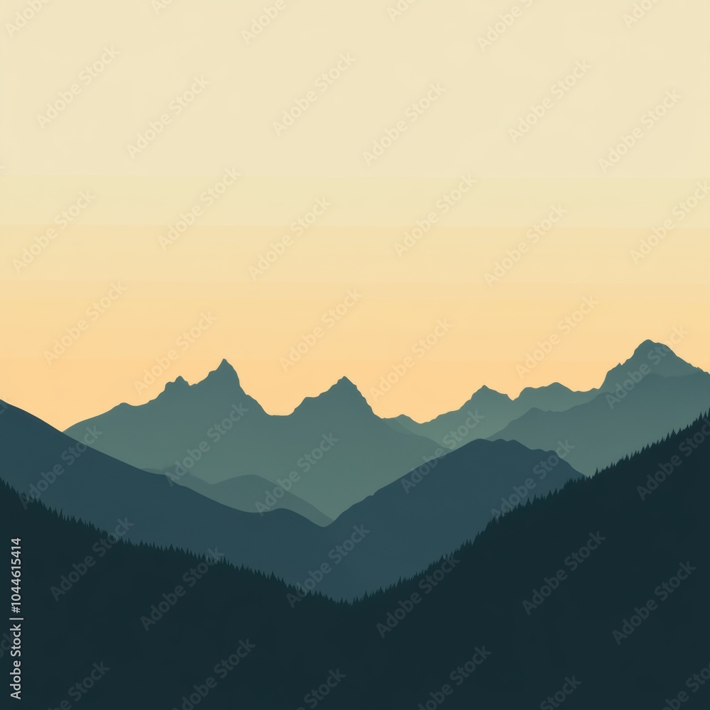 Obraz premium The silhouette of a mountain range rises against a soft dusk sky, inviting adventure seekers to explore its serene landscapes. Generative AI