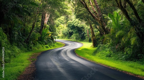 Tranquil Road Surrounded by Vibrant Green Foliage