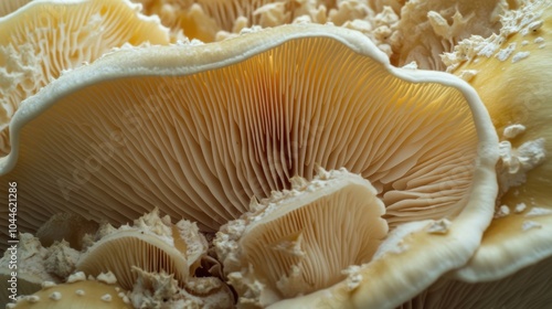 Close up view of an edible mushroom s hymenophore photo