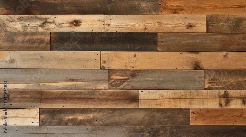 Reclaimed wood wall paneling featuring rustic natural variations photo