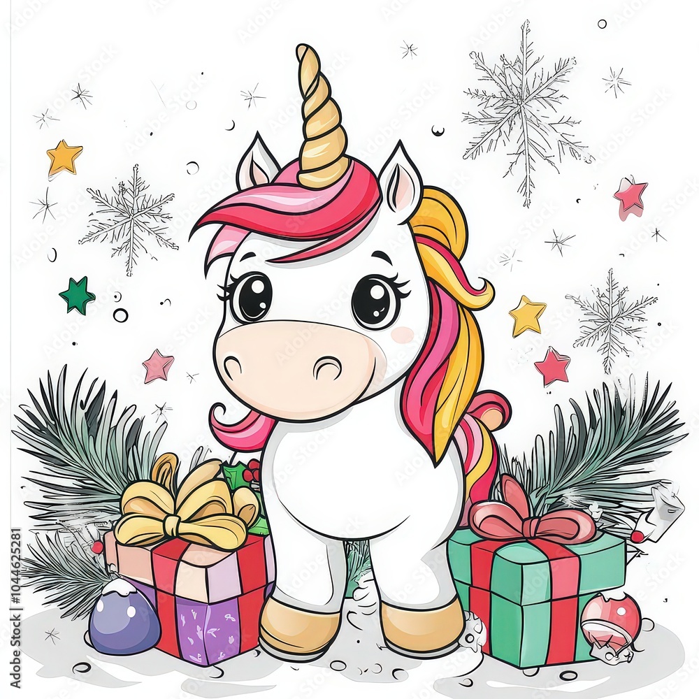 Naklejka premium Cute illustration Unicorn for toddlers colouring