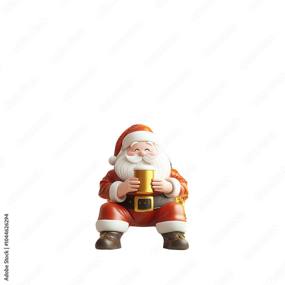 Cheerful Santa Claus enjoying a festive drink, perfect for holiday themes and Christmas celebrations. Cheerful Santa Claus enjoying a festive drink, perfect for holiday themes and Christmas celebrations.
