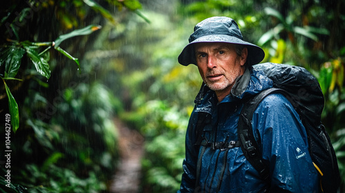 Hiking through lush rainforest on National Hiking Day in the midst of a rainy adventure