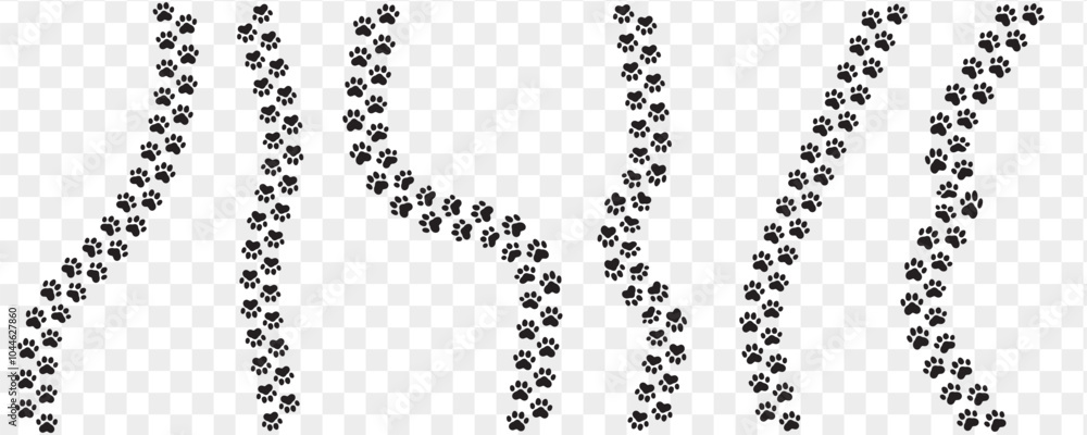 Pet footprint collection. Footpath vector set isolated on transparent background. Cat or dog paw print Pet footprint collection. Footpath vector set isolated on transparent background. Cat or dog paw print