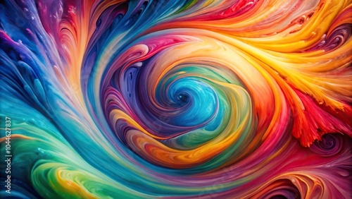 Swirls of colorful paint mixing background texture created with aerial view