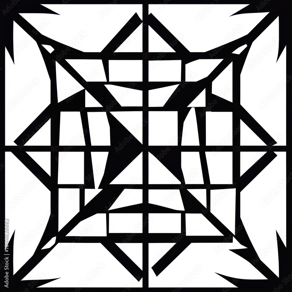 Symmetrical Geometric Design with Monochrome Elements Symmetrical Geometric Design with Monochrome Elements
