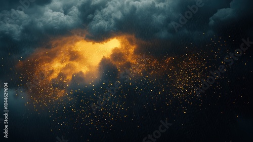 Golden Rain Under Dark Clouds