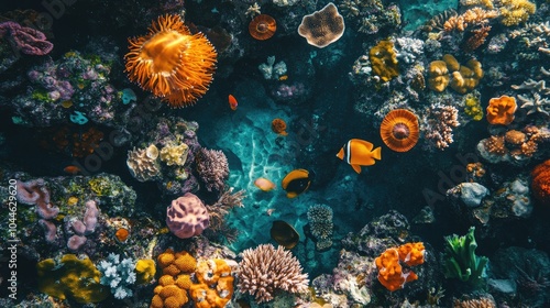 Vibrant Underwater Scene with Colorful Marine Life