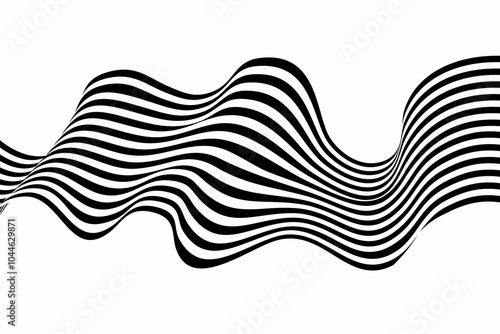 Abstract wave background, black and white wavy stripes or lines design. Optical art. Eps 10